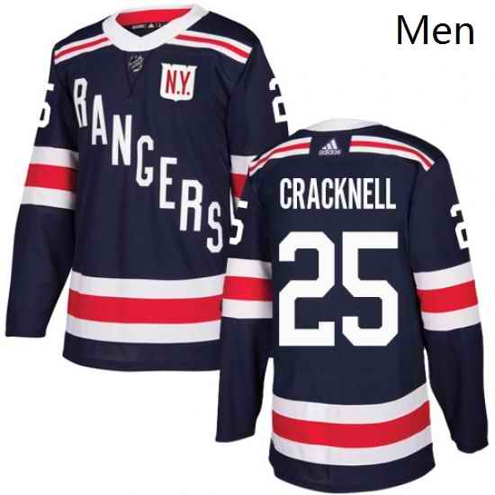 Mens Adidas New York Rangers 25 Adam Cracknell Authentic Navy Blue 2018 Winter Classic NHL Jersey